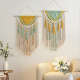 Yeknu  Macrame Boho Hanging Tapestry Handmade Colorful Kids Room Bedroom Decorations Aesthetic Home Room Dorm Wall Decor 50x70cm