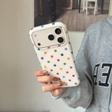 Yeknu  INS Colorful Polka Dot Phone Case For iPhone 13 Case iPhone 15 16 14 17 Pro Max 17 Air Candy Color White Silicone Cover New Year