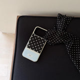 Yeknu  Autumn winter blue grid white wave dots Phone Case For iPhone 17 16 15 14 Pro Max 13 Case Cute Luxury Cartoon Splice Back Cover