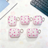 Yeknu  Cute colored sticker pink star shaped transparent TPU headphone case protective cover, anti drop with keychain