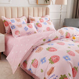 Yeknu  Single duvet cover Printed red quilt cover Thickened plant-cashmere cartoon multicolored bed cover 220x240 double bedding