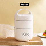 Yeknu  1590ml Large Capacity Stainless Steel 304 Lunch Box Leak-Proof Multilayer Thermal Bento Box Adult Student Soup Food Container