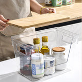 Yeknu  Kitchen organizing box with bamboo lid - Space-saving vanity storage box - Stackable kitchen storage bins with ventilation holes