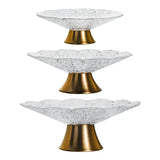 Yeknu  Light luxury high-legged glass fruit plate, brass base fruit plate, storage ornaments, ice pattern tableware storage 1PC