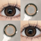 Yeknu  2PCS Brown Large Diameter Colored Contacts Lenses with Myopia Grey Colored Natural Eyes Beauty Lens Makeup Yearly New
