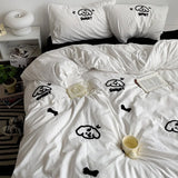 Yeknu  Bed Linen Embroideries Stripe bedding Duvet Cover Queen Bedding Set Comforter Cover Sets With Pillowcase Bed Sheets Set