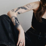 Yeknu  Angel and Cross Waterproof Temporary Tattoo Stickers, Long-lasting Waterproof for One to Two Weeks, Suitable For Arm, Leg, Neck.