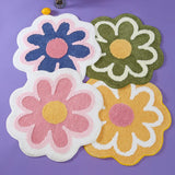 Yeknu  Cute Round Flower Tufting Rug Carpet Soft Plush Tuftted Feet Paid Carpet  Bathroom Anti-slip Doormat Sofa Bedside Rugs