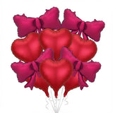 Yeknu  Red Heart Balloon Burgundy Bow Foil Balloon 18-inch Metallic Red Heart Balloon For Birthday Engagements Wedding Valentine's Day
