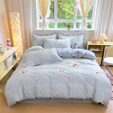 Yeknu  New 100 Cotton with Bed Cover Jet Small Fresh Blue Duvet Cover Skin Friendly Breathable Bedding AB Version Double-sided Use