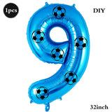 Yeknu  Soccer Birthday Party Decoration Multi Color Number 7 Balloon 32Inch 1 2 3 4 5 6 7 8 9 Digit Football Balloon Large Figure Golob