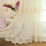 Yeknu  European Pastoral Embroidered Flower Curtains for Living Dining Room Bedroom White Gauze Bay Window Korean Window Screen Balcony