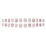 Yeknu  24Pcs Pink Girly Cute Press-On Nail French Blush & Cherry Blossom Style Soft Design with Perfect Fake Nails Gift