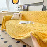 Yeknu  Super Warm Blanket for Sofa Coral Fleece Sofa Blanket Towel for Winter Soft Thick Couch Cover for Living Room 1/2/3/4 Sofa Cover