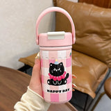 Yeknu  380ml/550ml Cartoon Double Stainless Steel Thermal Flask With Straw Portable Cute Kids Student Thermal Bottle Travel Tumbler