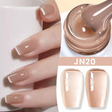 Yeknu  10ml Jelly Nude Gel Nail Polish Crystal Translucent Coffee Soak Off Semi-Permanent Varnish Base Top Coat Manicure