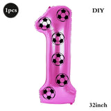 Yeknu  Soccer Birthday Party Decoration Multi Color Number 7 Balloon 32Inch 1 2 3 4 5 6 7 8 9 Digit Football Balloon Large Figure Golob