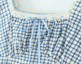 Yeknu  New Retro Plaid Midi Dress Spliced Lace Drawstring Square Neck Elegant Dresses Women Short Sleeve Slim Fit Summer Dress