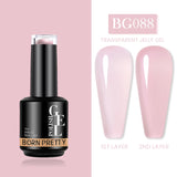 Yeknu  Rubber Base Gel Nail Polish Pink White Base Gel Top Coat Jelly Semi Transparen French Soak Off UV Nail Art Varnish