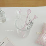 Yeknu  Pink Bow Glass Long Stirring Spoon Heat Resistant High Borosilicate Glass Spoon Girl Heart  Spoon