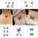 Yeknu  5pcs Butterfly Line Art Waterproof Temporary Tattoo for Shoulder and Arm, Lasting 1-2 Weeks,  Semi-Permanent Fake Tattoo
