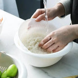 Yeknu  Kitchen silicone double-drainage basket, dish cleaning storage basket, filter for bowls, draining dish, vegetable cleaning strai