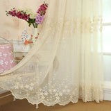 Yeknu  European Pastoral Embroidered Flower Curtains for Living Dining Room Bedroom White Gauze Bay Window Korean Window Screen Balcony