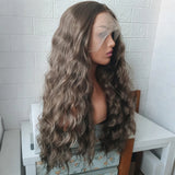 Yeknu  Long Curly Brown Wavy Lace Front Wigs for Women Middle Part Light Brown Loose Curly Glueless Brunette 13X4 Synthetic Daily Party