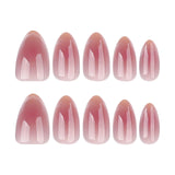 Yeknu  24Pcs Press On Nails Pink Cat Eye Gradient Almond Fake Nails Nude Glitter False Nails Reusable Manicure Set for Women&Girl