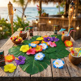 Yeknu  Hawaiian Luau Party Decorations Artificial Tropical Monstera Leaves and Hibiscus Flowers for Summer Beach Jungle Theme Birthday