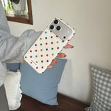 Yeknu  INS Colorful Polka Dot Phone Case For iPhone 13 Case iPhone 15 16 14 17 Pro Max 17 Air Candy Color White Silicone Cover New Year