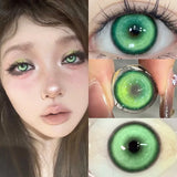Yeknu  2PCS Halloween Color Contact Lenses with Prescription Cosplay Blue Contact Lens Covering Pupils Beauty Eyes Cosmetics