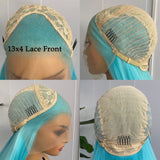 Yeknu  Blue Lace Front Wig 13x4 Lace Long Body Wave Synthetic Hair Wigs for Women Heat Resistant Daily Use Cosplay Party Wig