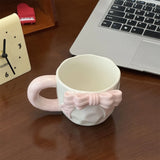 Yeknu  Cute Ceramic Bow Mug Girl High Beauty Gift Box Creative Design Cup Birthday Gift Companion