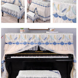 Yeknu Decorative Piano Cover with Silk Embroidery Minimalist Fabric Lace Dust Cover Do Not Remove Piano Cover for Household Use