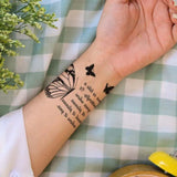 Yeknu  Butterfly Wings and Quote Shoulder and Arm Waterproof Temporary Tattoo, Long-Lasting, Realistic Fake Tattoo for Men and Women