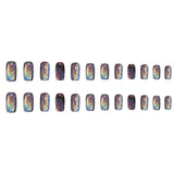Yeknu  Pure Hand Manicure Black Long Laser Cross-border Rainbow CAT'S Eye False Nail Phototherapy Hand Wear Nail Pure Hand Manicure Bla