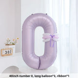 Yeknu  40-Inch Number Balloons for Birthday Photoaphy Props Boys Girls One Year Old Creme Purple Decorative Scene Arrangement