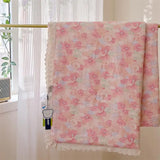 Yeknu  100%Cotton Double-layer Yarn Lace Edge Fluffy Ultra-Soft Quilt for Kids Twin Queen Single Summer Quilt Flat Sheet Pillowcases