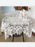 Yeknu  Luxury white lace tablecloth, water soluble, embroidered roses for tea, wedding, kitchen, party, christmas, new year, decoration