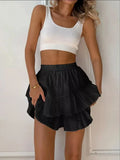 Yeknu  Jastie 100% Cotton Sweet Ruffled Shorts Women's Summer Korean Style Polka Dot With Lining Short Skirt High Waisted Shorts