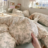 Yeknu  new aerobic three-layer yarn printing four-piece set skin-friendly and soft four-piece set of bedding in student dormitory