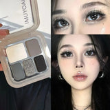 Yeknu  Korean 5 in 1 Eyeshadow Blush Palette Pearlescent Matte Smoky Black White Cement Grey Travel Friendly