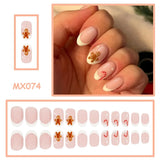 Yeknu  24pcs Christmas Short Almond Press on Nails French Gingerbread Cane Fake Nail for Women&Girl Removable Wearable False Nail Art
