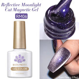 Yeknu  Gold Reflective Moonlight Gel Nail Polish Cat Magnetic Aurora Spar Glitter Semi-Permanant Varnish Nail Art Magnetic