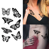 Yeknu  Long-lasting waterproof temporary tattoo stickers simulated non-reflective black butterfly pattern fake tattoos for girls