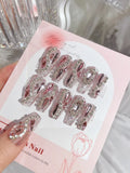 Yeknu  Glitter Fairy Rhinestone False nail Tips for Bride lady Wearable Sweet Crystal Design Press on Nails Mid Length Fake Nail Patch