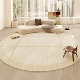 Yeknu  Beige Round Large Size Carpet Cream Style Bedroom Carpets Minimalist Lines Home Dedicated Rug Stripe Design Luxury Rugs Alfombra