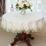 Yeknu  New Lace Tablecloth Pastoral round tablecloth Dining table cloths Home Embroidery table cover rose gold decoration house towel