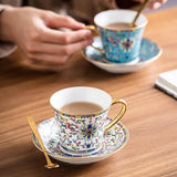 Yeknu  Creative Floral Pattern Cute Cups, Household Office Items Porcelain Water Mug, Minimalist style Coffee Cup and Plate Combination